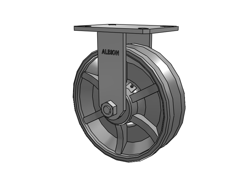 310 Series Top Plate Rigid Caster with 10 x 3 Silver Enamel Paint VG - Cast Iron V-Groove Wheel