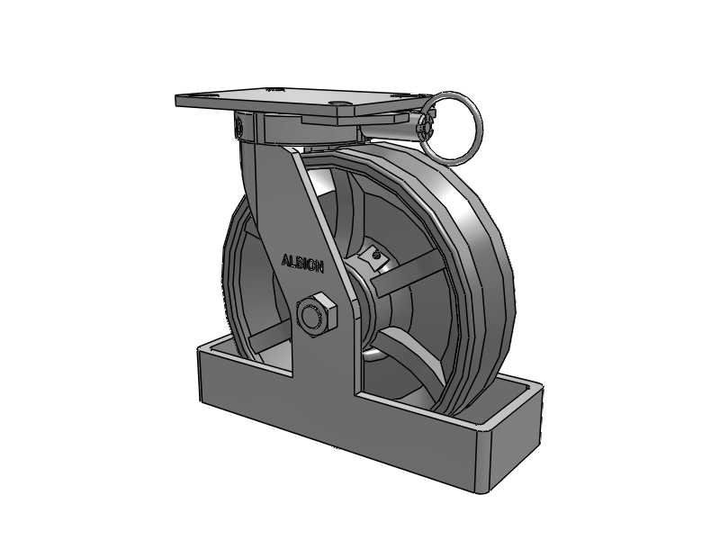 310 Series Top Plate Swivel Caster with 10 x 3 Silver Enamel Paint VG - Cast Iron V-Groove Wheel