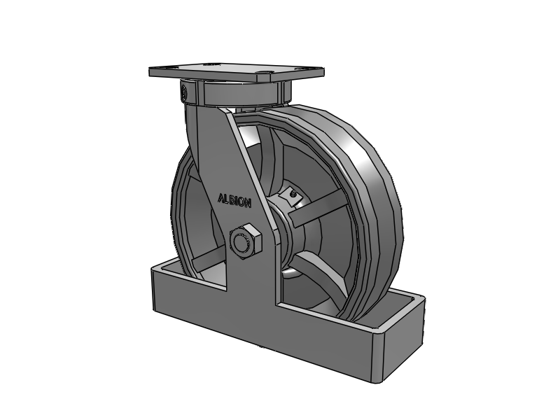 310 Series Top Plate Swivel Caster with 10 x 3 Silver Enamel Paint VG - Cast Iron V-Groove Wheel