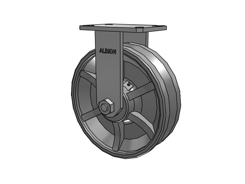 310 Series Top Plate Rigid Caster with 10 x 3 Silver Enamel Paint VG - Cast Iron V-Groove Wheel