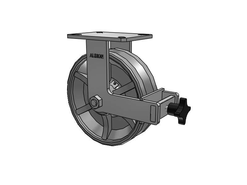 310 Series Top Plate Rigid Caster with 10 x 3 Silver Enamel Paint VG - Cast Iron V-Groove Wheel and Face Brake