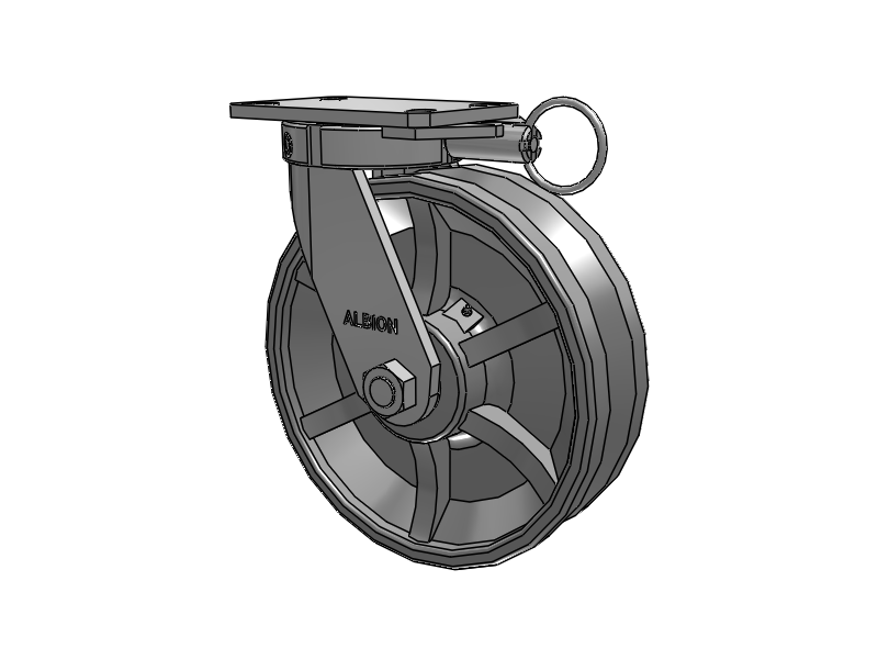 310 Series Top Plate Swivel Caster with 10 x 3 Silver Enamel Paint VG - Cast Iron V-Groove Wheel
