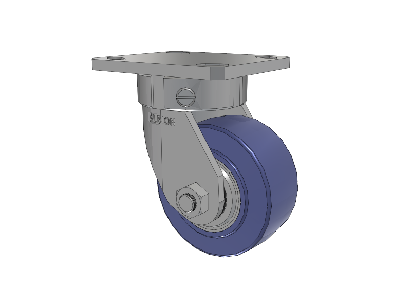110 Series Kingpinless Top Plate Swivel Caster with 4 x 2 Blue HF - HydroTech (Flat) Wheel
