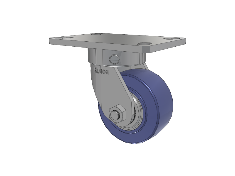 110 Series Kingpinless Top Plate Swivel Caster with 4 x 2 Blue HF - HydroTech (Flat) Wheel