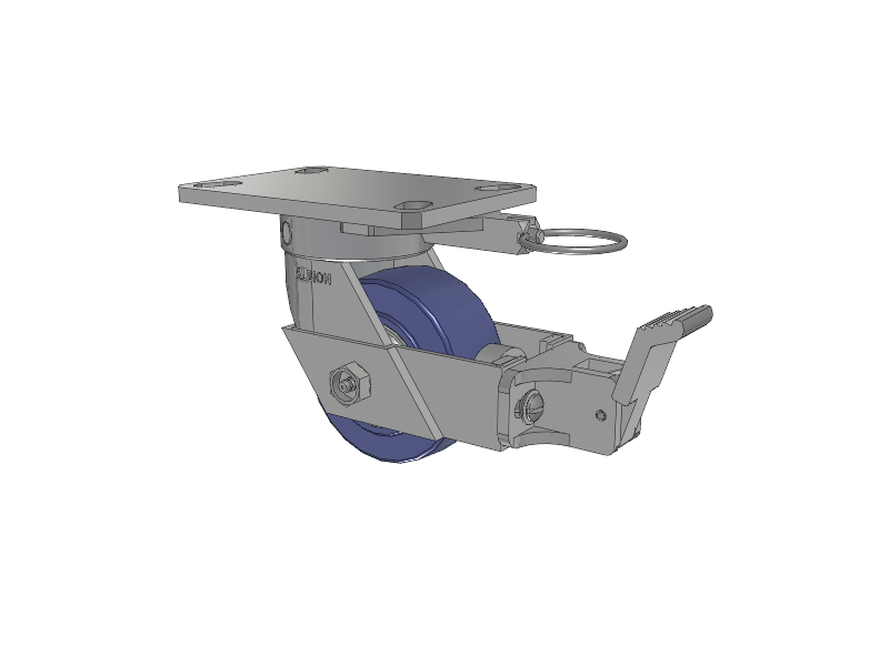 110 Series Kingpinless Top Plate Swivel Caster with 4 x 2 Blue HF - HydroTech (Flat) Wheel and Face Brake