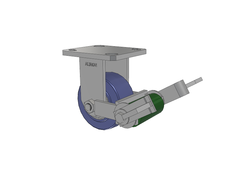 110 Series Kingpinless Top Plate Rigid Caster with 4 x 2 Blue HF - HydroTech (Flat) Wheel and Poly Cam Brake