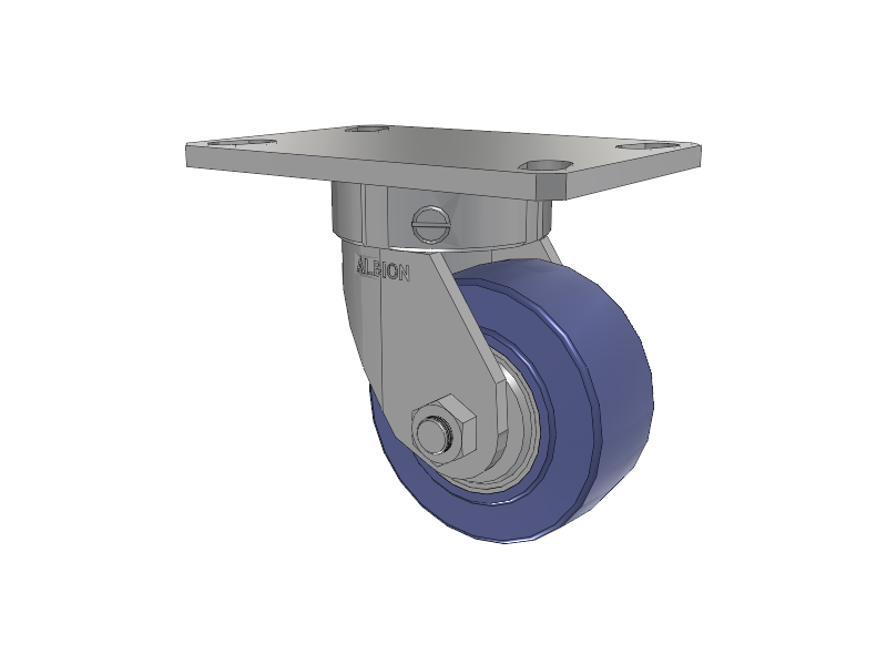 110 Series Kingpinless Top Plate Swivel Caster with 4 x 2 Blue HF - HydroTech (Flat) Wheel