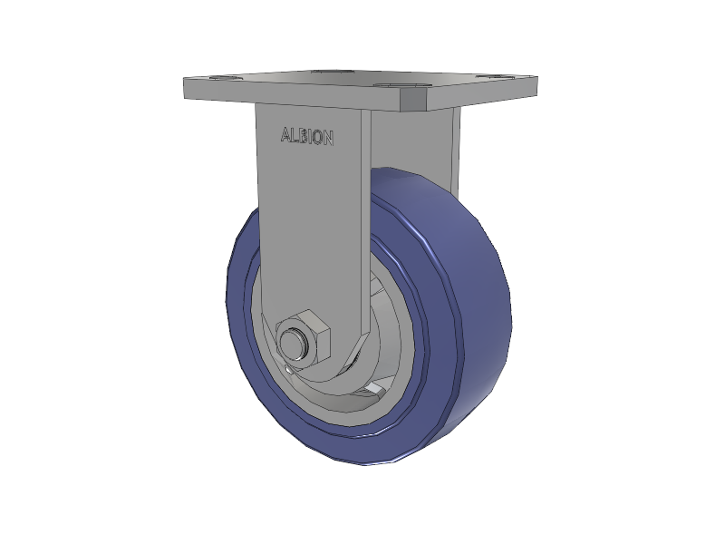 110 Series Kingpinless Top Plate Rigid Caster with 5 x 2 Blue HF - HydroTech (Flat) Wheel
