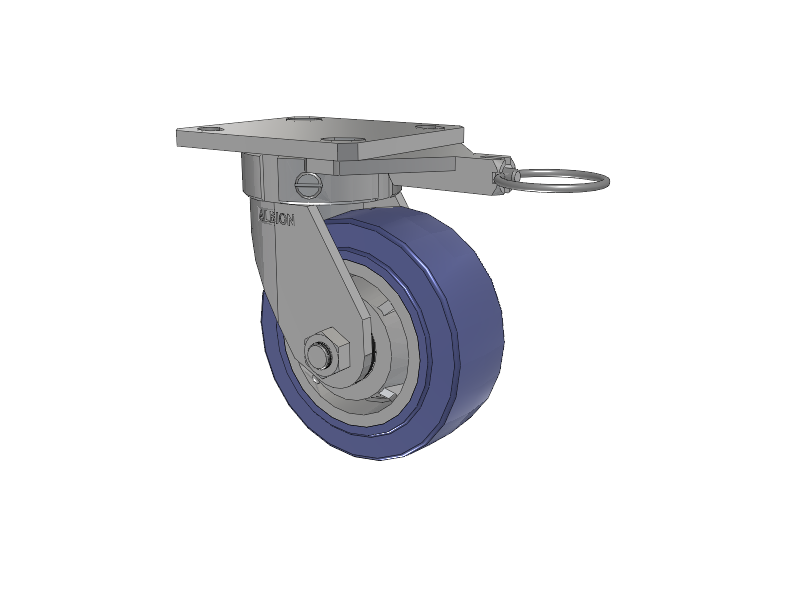 110 Series Kingpinless Top Plate Swivel Caster with 5 x 2 Blue HF - HydroTech (Flat) Wheel