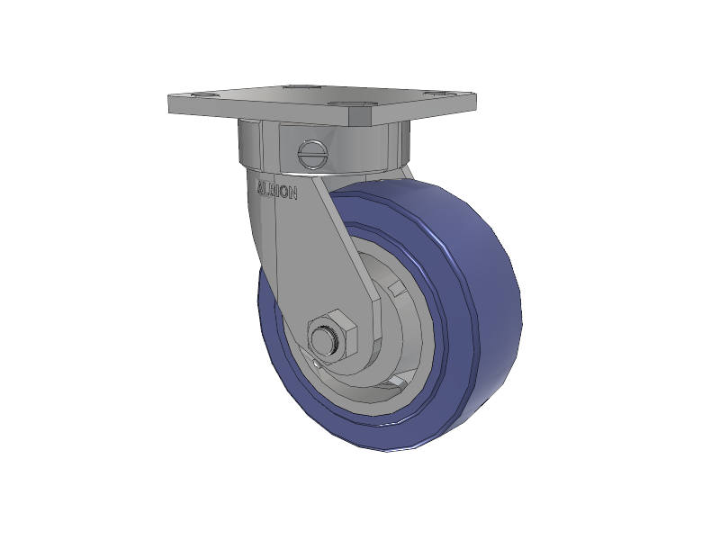 110 Series Kingpinless Top Plate Swivel Caster with 5 x 2 Blue HF - HydroTech (Flat) Wheel