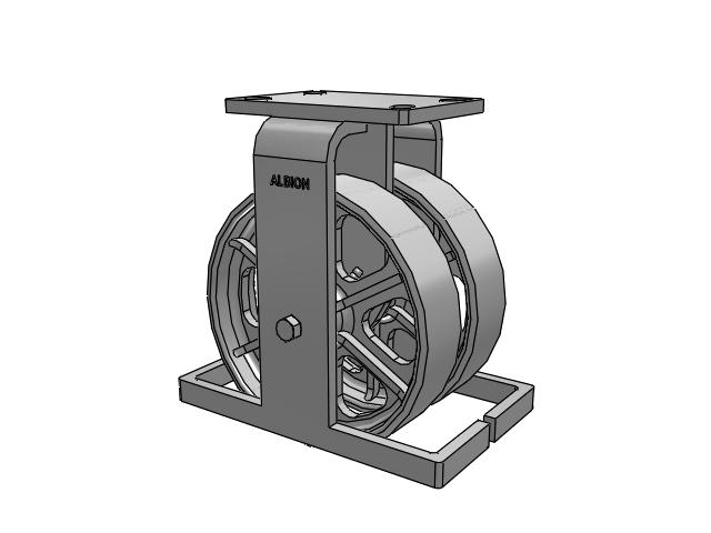 315 Series Top Plate Rigid Caster with 8 x 2 CA - Cast Iron Wheel