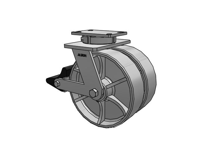 315 Series Top Plate Swivel Caster with 10 x 3 CA - Cast Iron Wheel and Poly Lock Integrated Brake