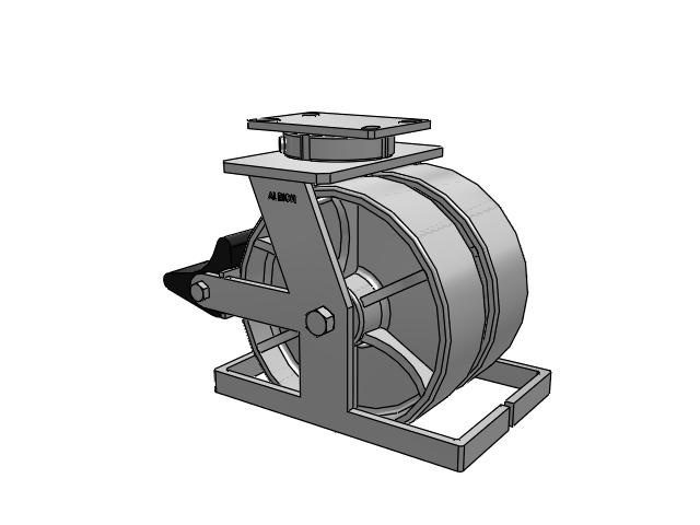 315 Series Top Plate Swivel Caster with 10 x 3 CA - Cast Iron Wheel and Poly Lock Integrated Brake