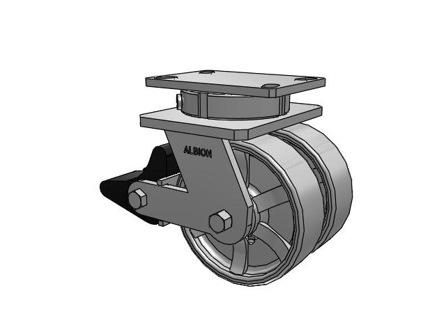 315 Series Top Plate Swivel Caster with 6 x 2 CH - Cast Iron (Heavy Duty) Wheel and Poly Lock Integrated Brake