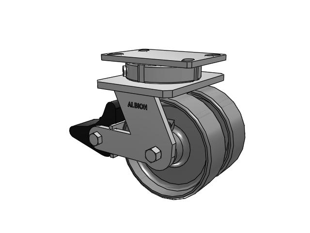 315 Series Top Plate Swivel Caster with 6 x 2 FS - Drop-Forged Steel Wheel and Poly Lock Integrated Brake