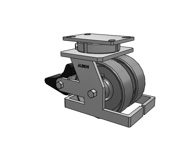 Roulette pivotante à plaque supérieure de la série 315 avec 6 x 2 FS – Roue en acier forgé et frein intégré Poly Lock