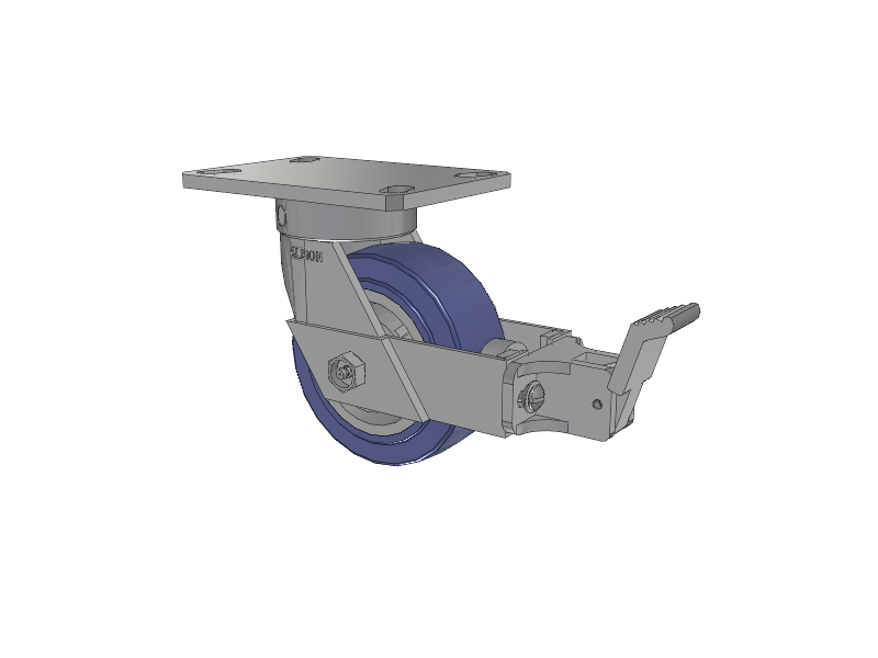 110 Series Kingpinless Top Plate Swivel Caster with 5 x 2 Blue HF - HydroTech (Flat) Wheel and Face Brake
