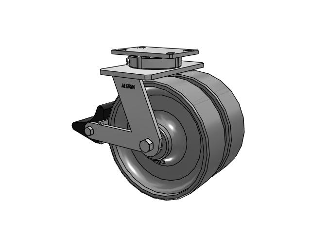 315 Series Top Plate Swivel Caster with 10 x 3 FS - Drop-Forged Steel Wheel and Poly Lock Integrated Brake