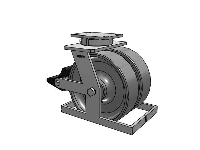 315 Series Top Plate Swivel Caster with 10 x 3 FS - Drop-Forged Steel Wheel and Poly Lock Integrated Brake