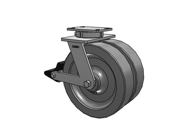 315 Series Top Plate Swivel Caster with 12 x 3 FS - Drop-Forged Steel Wheel and Poly Lock Integrated Brake