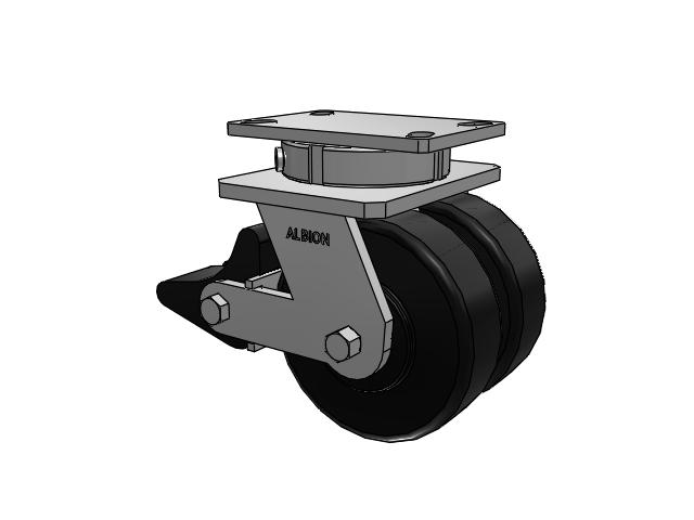 315 Series Top Plate Swivel Caster with 6 x 2 NX - Trionix High Impact Polymer Wheel and Poly Lock Integrated Brake