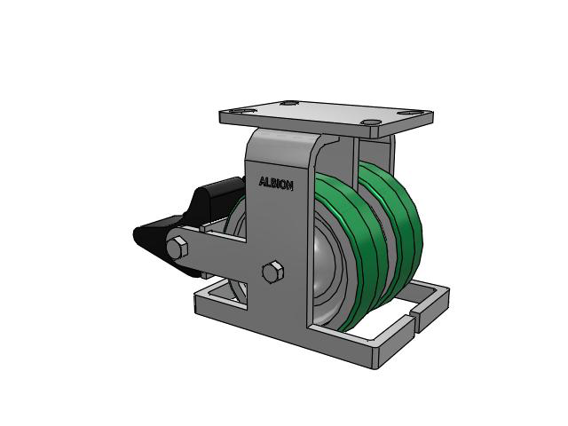 315 Series Top Plate Rigid Caster with 6 x 2 PD - Polyurethane (Aluminum Core) Wheel and Poly Lock Integrated Brake
