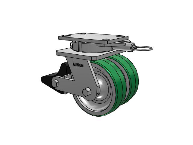 315 Series Top Plate Swivel Caster with 6 x 2 PD - Polyurethane (Aluminum Core) Wheel and Poly Lock Integrated Brake