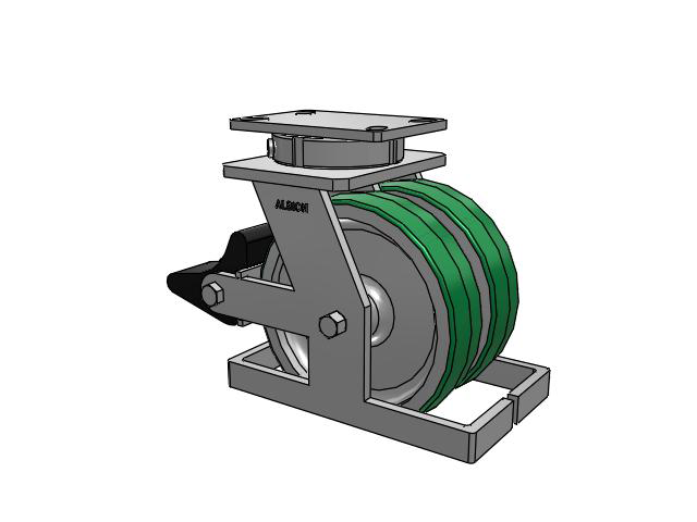 315 Series Top Plate Swivel Caster with 8 x 2 PD - Polyurethane (Aluminum Core) Wheel and Poly Lock Integrated Brake