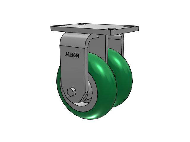 315 Series Top Plate Rigid Caster with 6 x 2 PM - Round Polyurethane 95A (Aluminum Core) Wheel