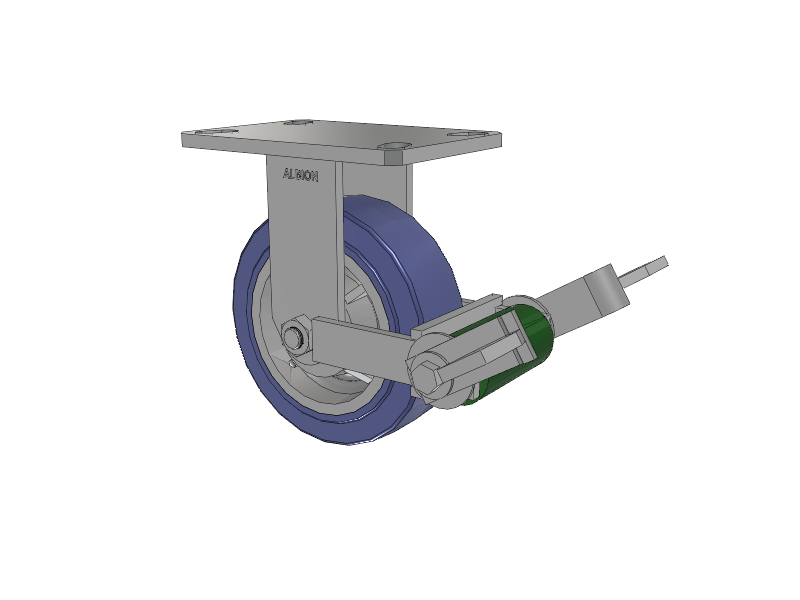 110 Series Kingpinless Top Plate Rigid Caster with 6 x 2 Blue HF - HydroTech (Flat) Wheel and Poly Cam Brake