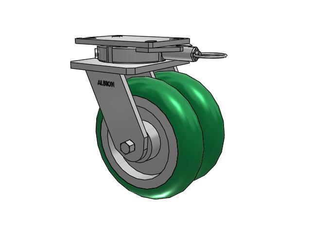 Roulette pivotante à plaque supérieure de la série 315 avec roue 8 x 2 PM - Roue ronde en polyuréthane 95A (noyau en aluminium)