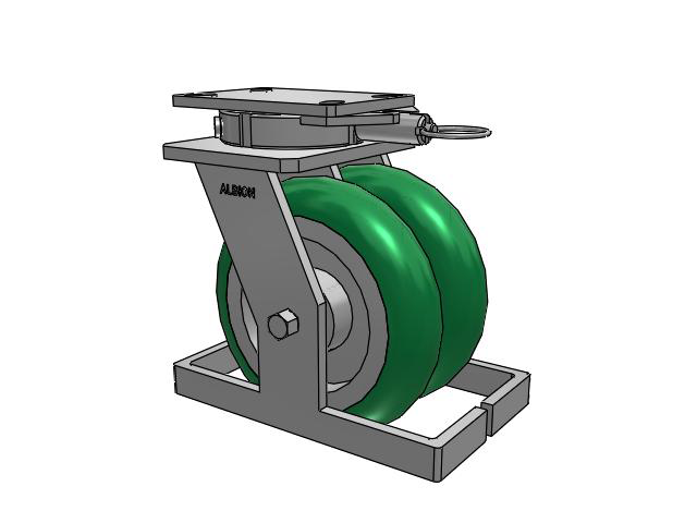 315 Series Top Plate Swivel Caster with 8 x 2 PM - Round Polyurethane 95A (Aluminum Core) Wheel