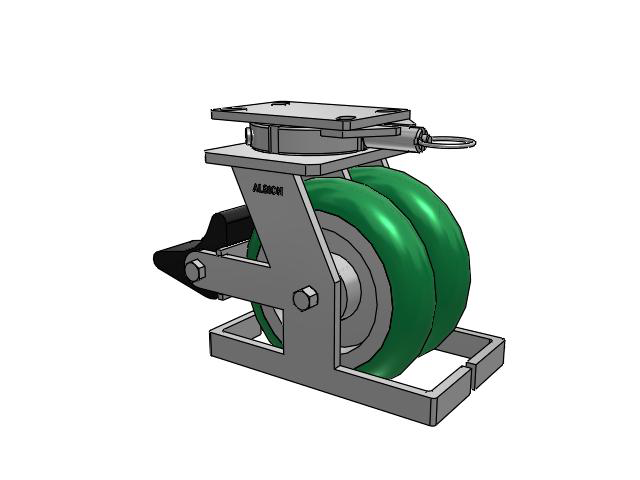 315 Series Top Plate Swivel Caster with 8 x 2 PM - Round Polyurethane 95A (Aluminum Core) Wheel and Poly Lock Integrated Brake
