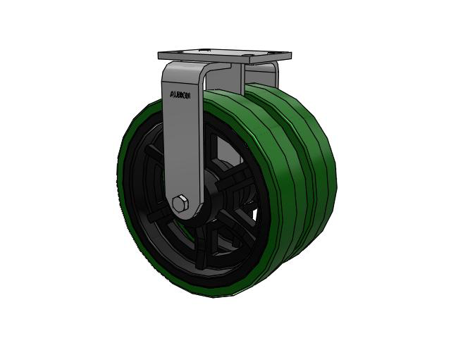 315 Series Top Plate Rigid Caster with 12 x 3 PX - Thick Polyurethane (Cast Iron Core) Wheel