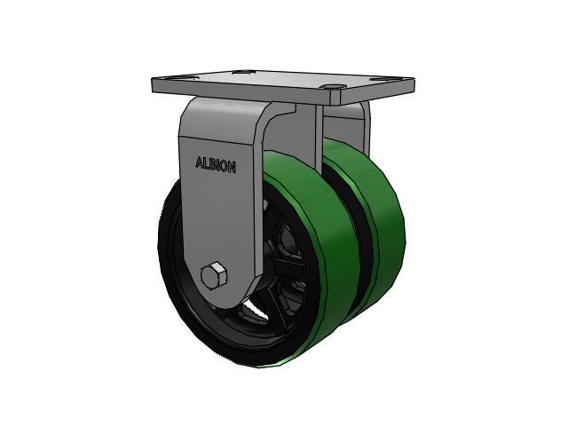 315 Series Top Plate Rigid Caster with 6 x 2 PY - Polyurethane (Cast Iron Core) Wheel