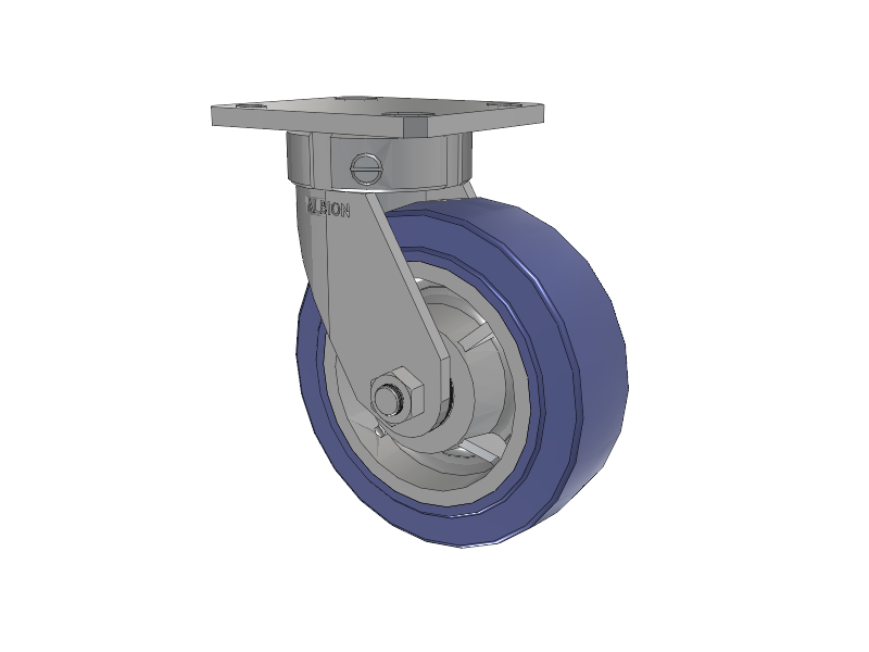 110 Series Kingpinless Top Plate Swivel Caster with 6 x 2 Blue HF - HydroTech (Flat) Wheel