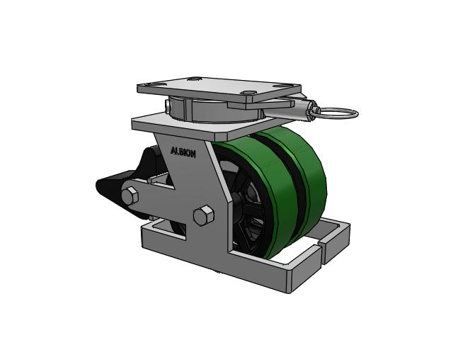 315 Series Top Plate Swivel Caster with 6 x 2 PY - Polyurethane (Cast Iron Core) Wheel and Poly Lock Integrated Brake