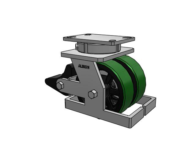 315 Series Top Plate Swivel Caster with 6 x 2 PY - Polyurethane (Cast Iron Core) Wheel and Poly Lock Integrated Brake