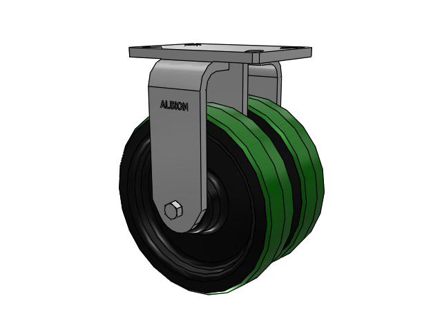 315 Series Top Plate Rigid Caster with 8 x 2 PY - Polyurethane (Cast Iron Core) Wheel