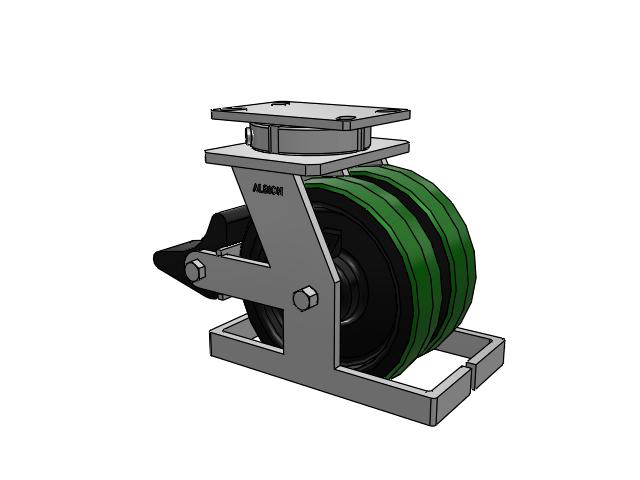 315 Series Top Plate Swivel Caster with 8 x 2 PY - Polyurethane (Cast Iron Core) Wheel and Poly Lock Integrated Brake