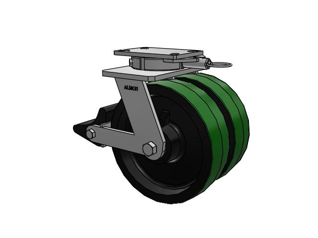 315 Series Top Plate Swivel Caster with 10 x 3 PY - Polyurethane (Cast Iron Core) Wheel and Poly Lock Integrated Brake
