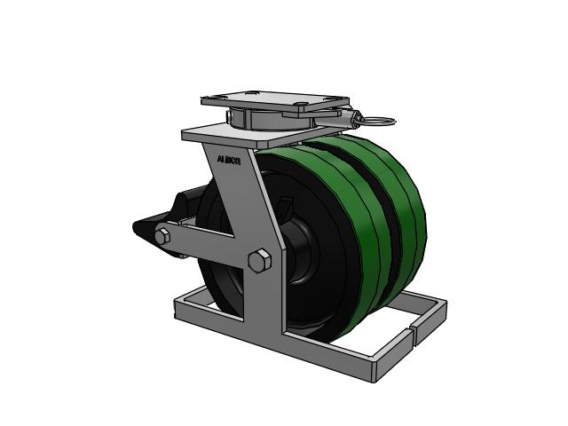 315 Series Top Plate Swivel Caster with 10 x 3 PY - Polyurethane (Cast Iron Core) Wheel and Poly Lock Integrated Brake
