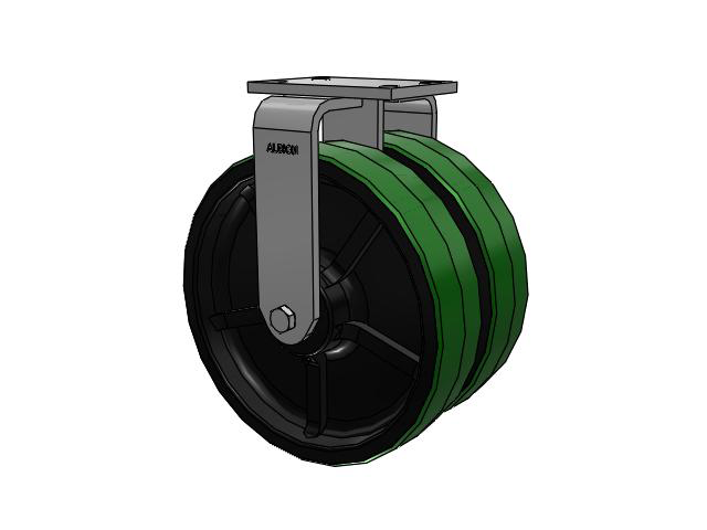 315 Series Top Plate Rigid Caster with 12 x 3 PY - Polyurethane (Cast Iron Core) Wheel
