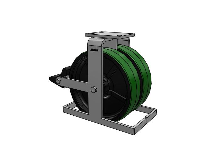 315 Series Top Plate Rigid Caster with 12 x 3 PY - Polyurethane (Cast Iron Core) Wheel and Poly Lock Integrated Brake