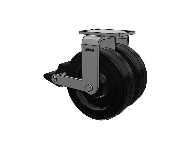 315 Series Top Plate Rigid Caster with 10 x 3 TM - Phenolic Wheel and Poly Lock Integrated Brake