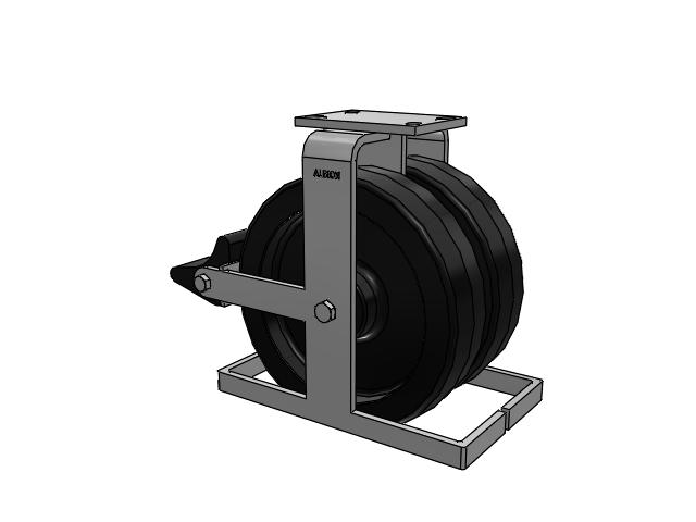 315 Series Top Plate Rigid Caster with 12 x 3 TM - Phenolic Wheel and Poly Lock Integrated Brake