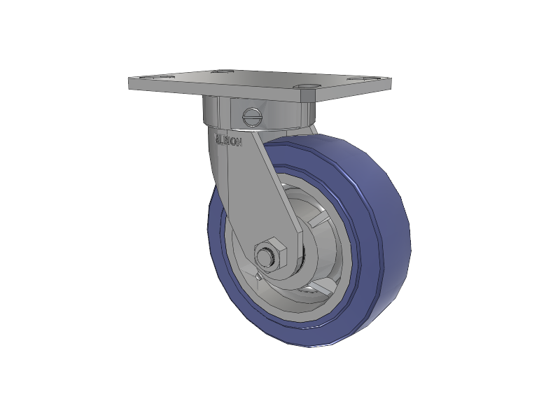 110 Series Kingpinless Top Plate Swivel Caster with 6 x 2 Blue HF - HydroTech (Flat) Wheel