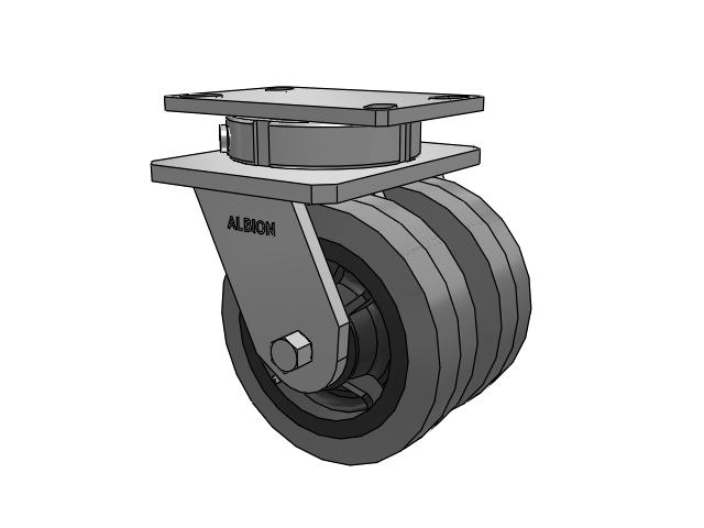 315 Series Top Plate Swivel Caster with 6 x 2 XS - Performa X-tra Soft Rubber (Flat) - Prevenz Antimicrobial Wheel