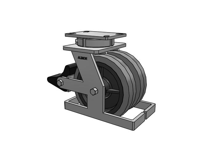 315 Series Top Plate Swivel Caster with 8 x 2 XS - Performa X-tra Soft Rubber (Flat) - Prevenz Antimicrobial Wheel and Poly Lock Integrated Brake