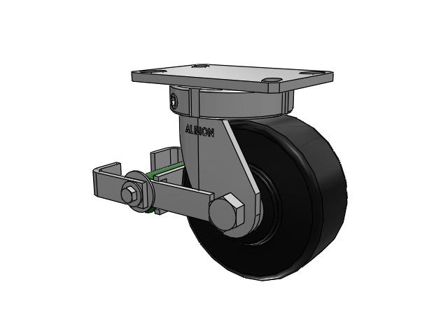 330 Series Top Plate Swivel Caster with 6 x 2.5 Black Polymer NX - Trionix High Impact Polymer Wheel and Poly Cam Brake